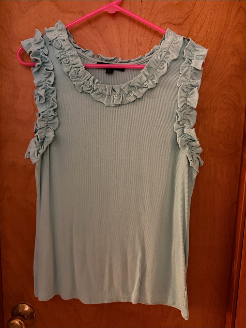 Boston Proper Light Mint green Ruffle-Trim Sleeveless Camisole